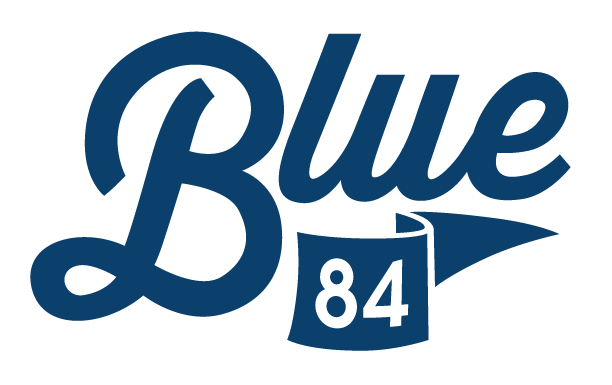 The Blue84 brand logo is seen in blue font.