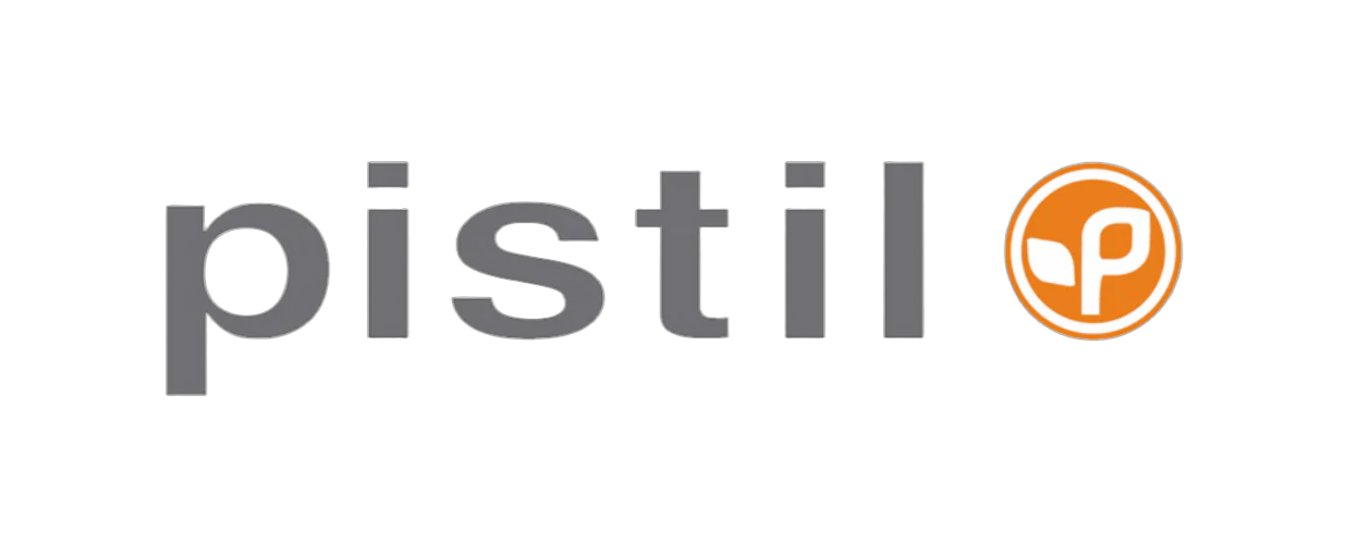 The Pistil brand logo is seen in orange with grey font.