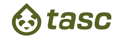 The Tasc brand logo is seen in forest green font.
